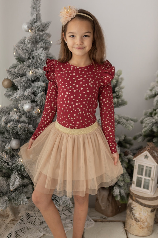 Bordowa bluzka dla dziewczynki w gwiazdki My princess