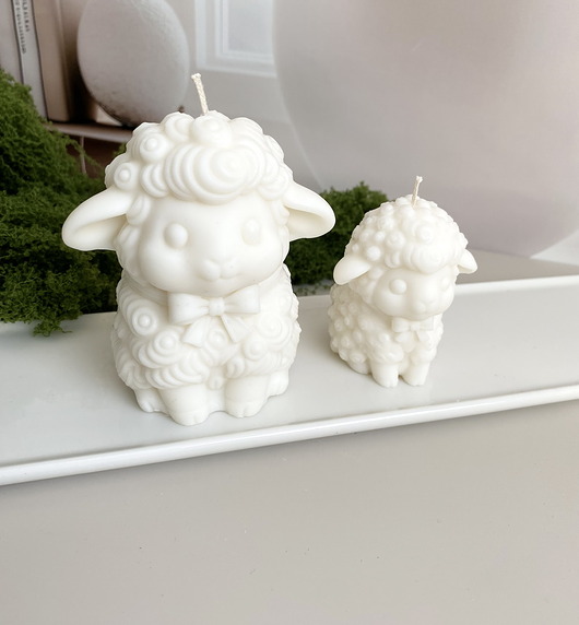 świeczniki i świece Świece ekologiczne sojowe dekoracyjne owieczki kolor wosku naturalny