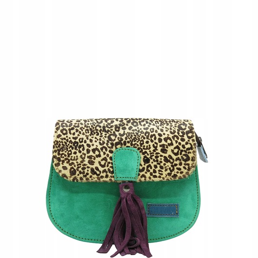 torby na ramię Torebka listonoszka zamszowa damska regulowany pasek kolorowa OLIVKA