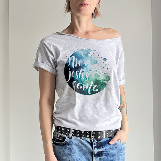 t-shirt damskie Nie jesteś sama Szary Oversize