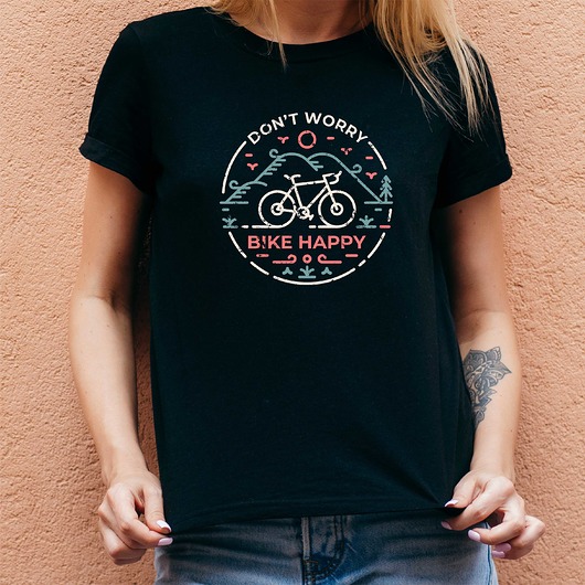 t-shirt damskie Koszulka damska organiczna Don't worry bike happy