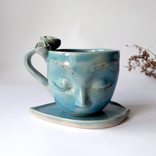 filiżanki Filiżanka ceramiczna  z twarzą  Morska 200ml
