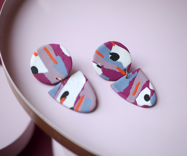 kolczyki z masy plastycznej Duże lekkie kolczyki z glinek