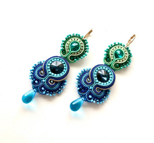 kolczyki soutache Sutaszowe kolczyki BLUE & GREEN
