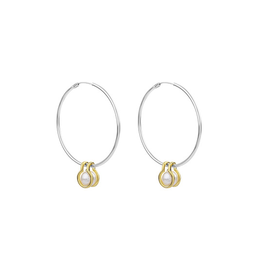 kolczyki srebrne Kolczyki hoops pearls silver