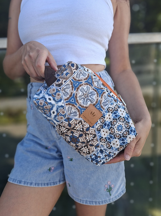 kosmetyczki Pikowana kosmetyczka XL z weluru Lizbona