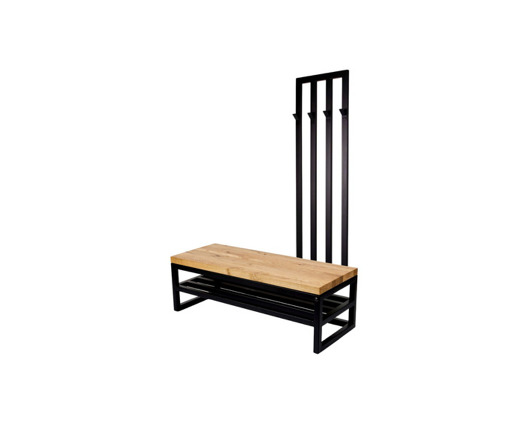 ławki Ławka Metalowa Z Wieszakiem Loft Siedzisko Drewno Lite Dąb LM-82