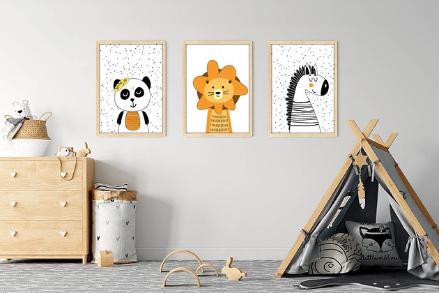 obrazy i plakaty do pokoju dziecięcego 3 plakaty do pokoju dziecka Panda, Lew i Zebra