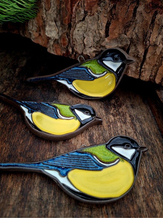 Ozdoby na ścianę Ceramiczny ptak  3 sztuki dekoracja ścienna