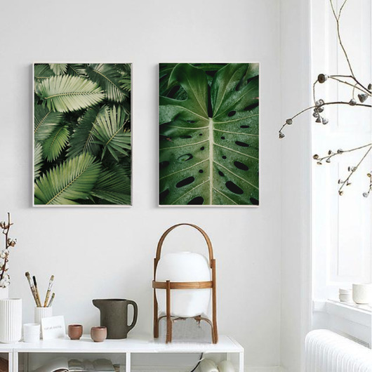 DWA PLAKATY BOTANICZNE monstera palma liście  black dot studio