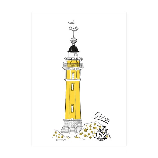 Plakat A4 Gdańsk Latarnia Morska Gliniana Kura