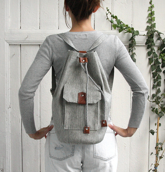  worek plecak - grey&brown&dots -  elfagado