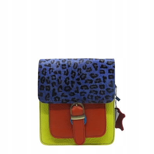 torby na ramię Torebka damska listonoszka kolorowa ze skrawków skórzana eko OLIVKA