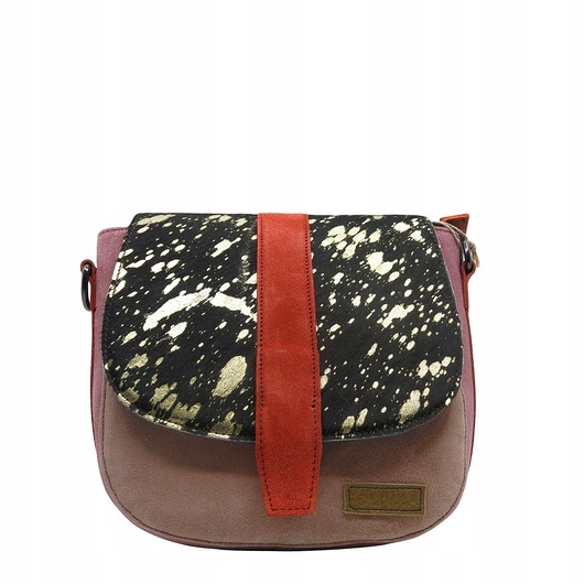 torby na ramię Torebka damska zamszowa na ramię regulowany pasek klapka wzór OLIVKA