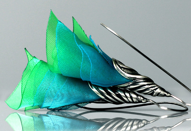 kolczyki wire wrapping Odjazdowe turkusowe kolczyki kwiaty