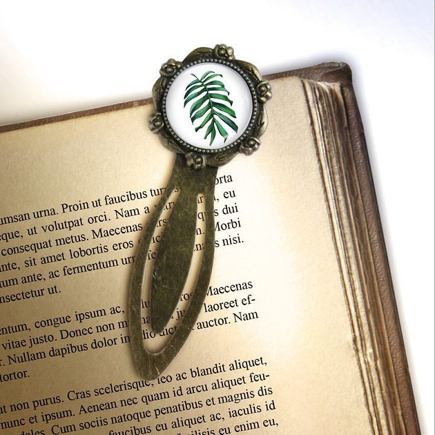 zakładki do książek Zakładka do książki - Monstera, liść - klips, brąz