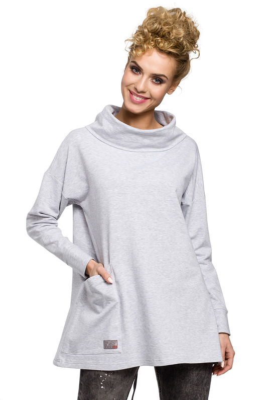 Bluza oversize z kominem-popielata(M-260) MOE