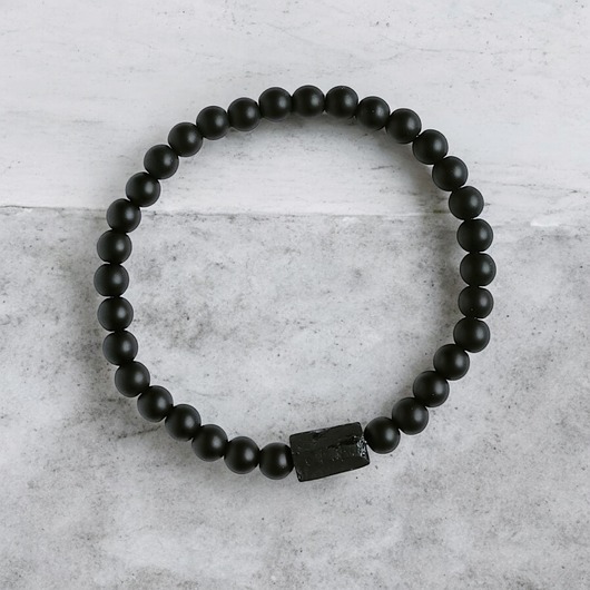 biżuteria męska OCHRONA, SPOKÓJ - turmalin, onyks 6mm