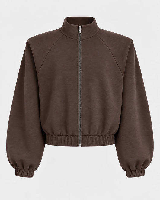 bluza bez kaptura damska Bluza Wow zipper choclate