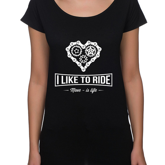 t-shirt damskie Koszulka damska oversize. I like to ride