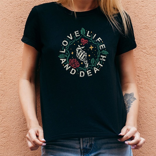 t-shirt damskie Koszulka damska organiczna Live Love and Death