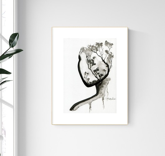 grafika A4 wykonana ręcznie, abstrakcja Krystyna Siwek Art
