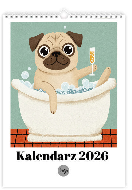 inne Kalendarz 2026 ilustrowany mopsik
