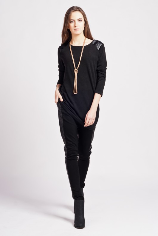 Long blouse with contrasting sleeves  / blu109 Lanti