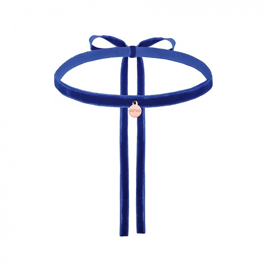 Kobaltowy aksamitny choker z zawieszką SOTHO