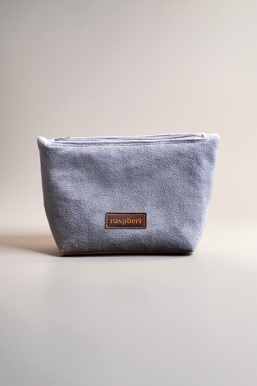 kosmetyczki Szara kosmetyczka MAXI z weluru