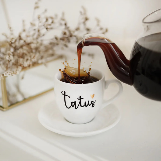 filiżanki Filiżanka do espresso 100 ml ze spodkiem i napisem Tatuś