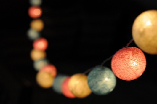 Qule Lampki Cotton Balls Light Love pastele qule