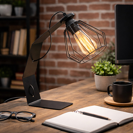 lampy stołowe Czarna lampa biurkowa stołowa nocna loftowa druciana KABUL LOFT