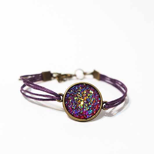Bransoletka - Druzy burgund - fioletowa yenoo