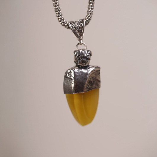 wisiory Wisiorek srebrny mops i bursztyn bałtycki