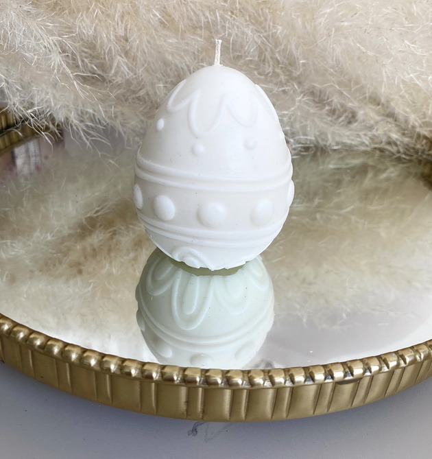 świeczniki i świece Świeca ekologiczna sojowa dekoracyjna jajko wielkanocne kolor wosku naturalny