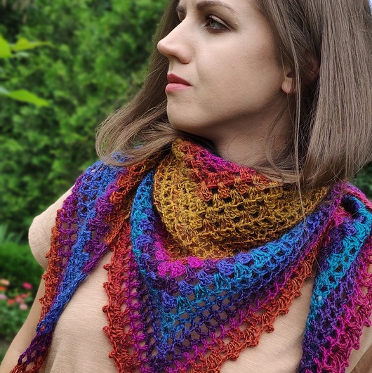 fiołki / delikatna chusta agat handmade