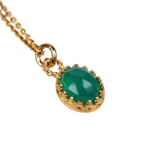 złote naszyjniki Minimalistyczny złoty naszyjnik z agatem zielonym w stylu Vintage