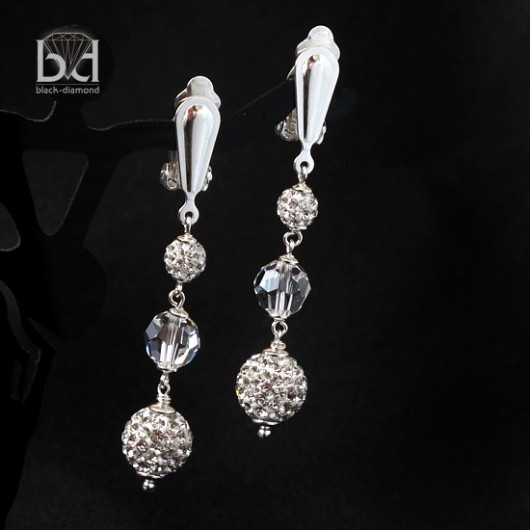 Iskrzące klipsy kryształ Swarovski Black Diamond