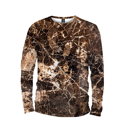 bluzy męskie Koszulka Longsleeve Męska DR.CROW Marble Brown