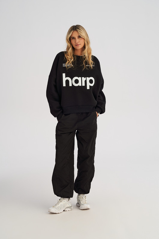 bluza bez kaptura damska Bluza bez kaptura LOOSE FIT black HARP damska