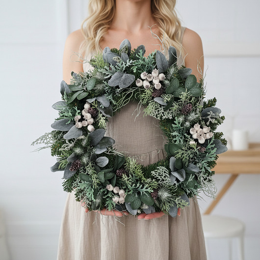 wianki bożonarodzeniowe Zimowy wianek na drzwi