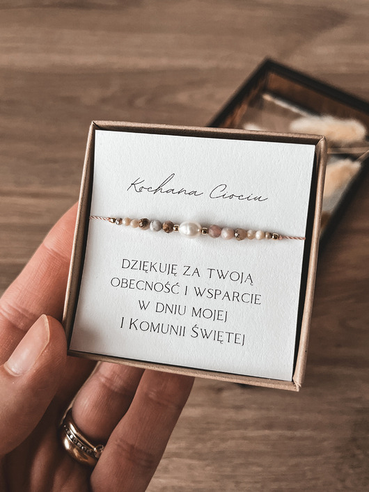 bransoletki z kamieni naturalnych Bransoletka Rose podziękowanie dla Matki Chrzestnej I Komunia Święta