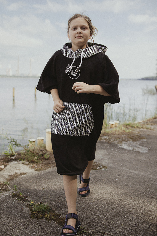 chłopiec - inne Ponczo plażowe surferskie AZTEC black, ręcznik kąpielowy, KIDS, unisex