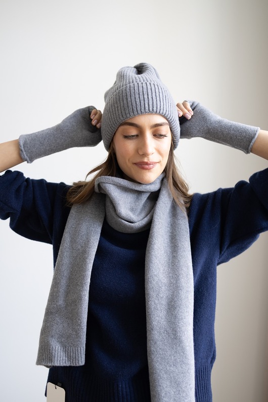 czapki damskie Czapka Merino & cashmere szara