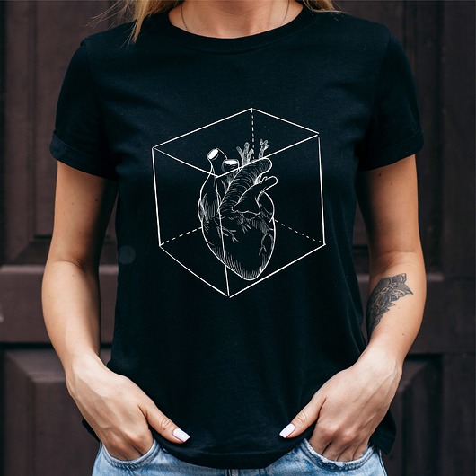 t-shirt damskie Koszulka damska czarna  Serce