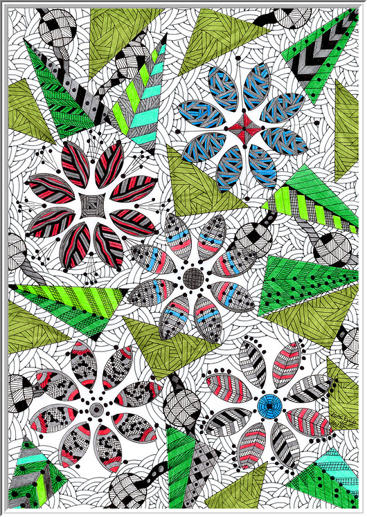 grafiki i ilustracje 20. KWIATY GEOMETRIA- rysunek, plakat.