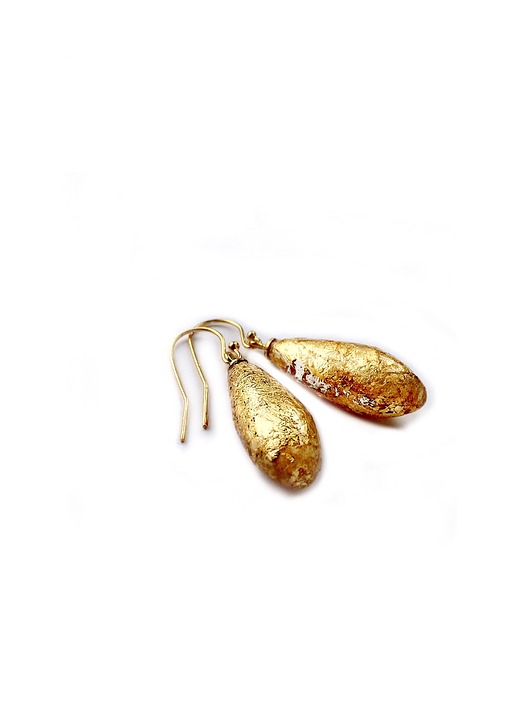 kolczyki z żywicy złote krople 4 Seasons Jewelry