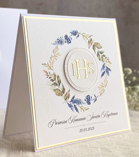 kartki na komunię Kartka na komunię w ozdobnej kopercie, 84d