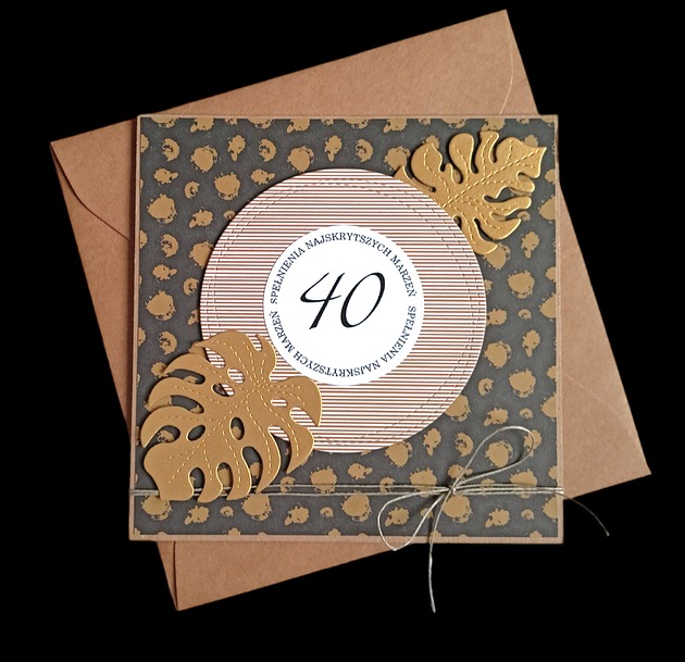 kartki scrapbooking 40-te urodziny : KARTKA URODZINOWA : monstera